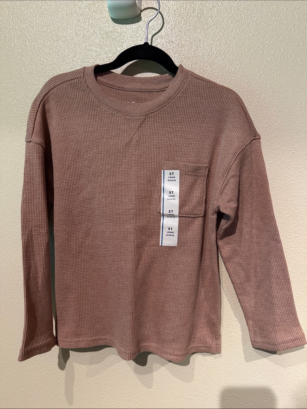 Cat & Jack 5T Kids Long Sleeve Waffle Knit Top - Dusty Rose